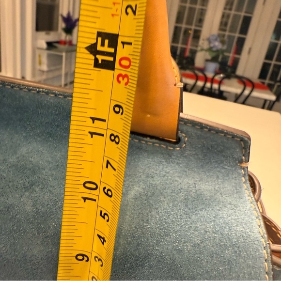 Michael Kors Women’s “Romy” Denim Blue Suede & Tan Leather Backpack NWT - Picture 11 of 16